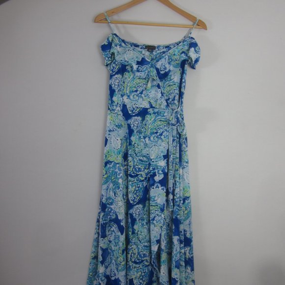 Limited Womens Small Blue Maritime Paisley Dress Knit Ruffle Sundress NWT $99 S - Picture 5 of 11